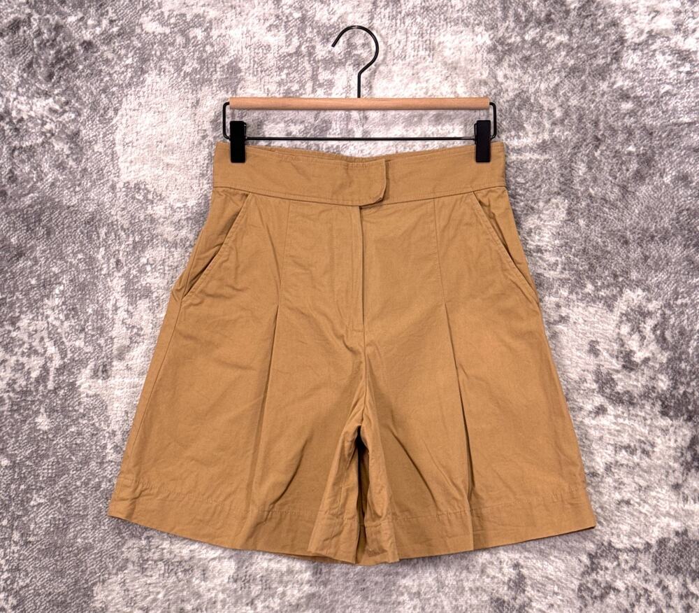 APC Shorts 36 / US 4 Womens High Waist Pleated Khaki Bermuda Parisian Artist